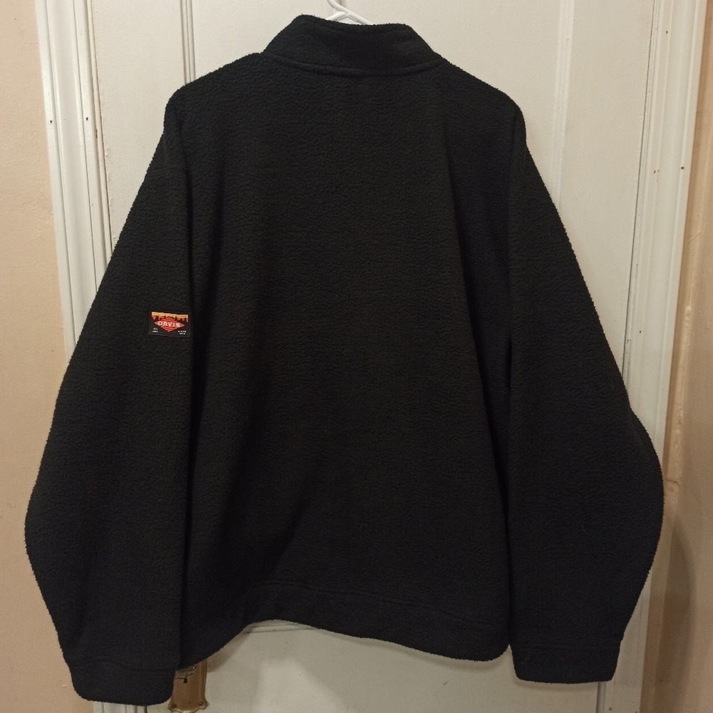 Orvis Men's Sz. XXL, Solid Black w/ Orange Accents Zip Up Fleece Jacket, NWT - Picture 7 of 15
